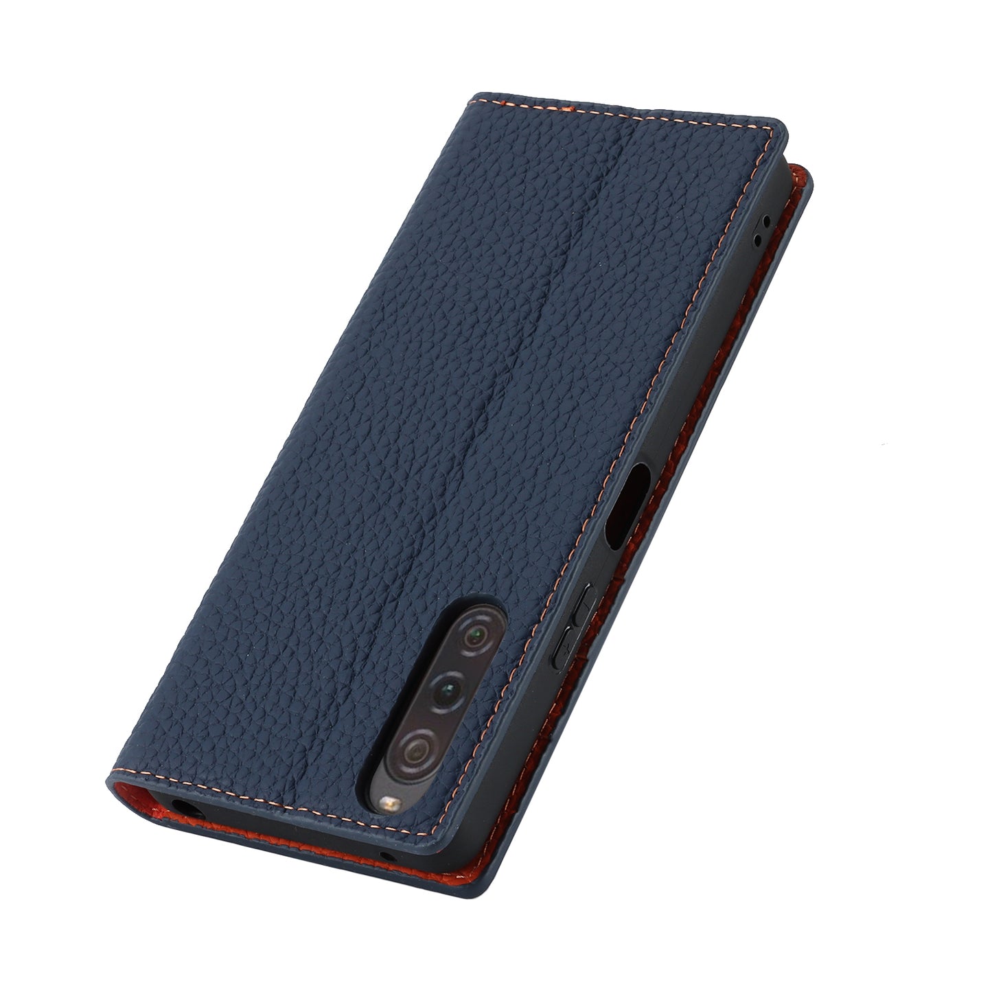 Flip Cover for Sony Xperia 10 V Litchi Texture Genuine Cow Leather Phone Case Stand Wallet with Strap