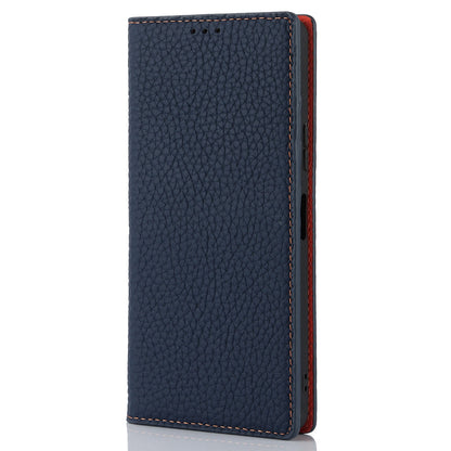 Flip Cover for Sony Xperia 10 V Litchi Texture Genuine Cow Leather Phone Case Stand Wallet with Strap
