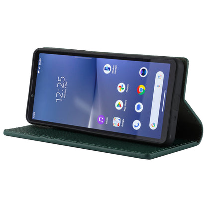 Flip Cover for Sony Xperia 10 V Litchi Texture Genuine Cow Leather Phone Case Stand Wallet with Strap