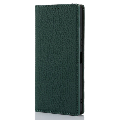 Flip Cover for Sony Xperia 10 V Litchi Texture Genuine Cow Leather Phone Case Stand Wallet with Strap