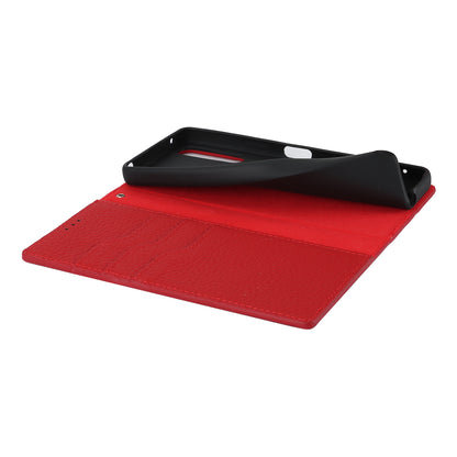 Flip Cover for Sony Xperia 10 V Litchi Texture Genuine Cow Leather Phone Case Stand Wallet with Strap