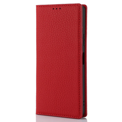 Flip Cover for Sony Xperia 10 V Litchi Texture Genuine Cow Leather Phone Case Stand Wallet with Strap