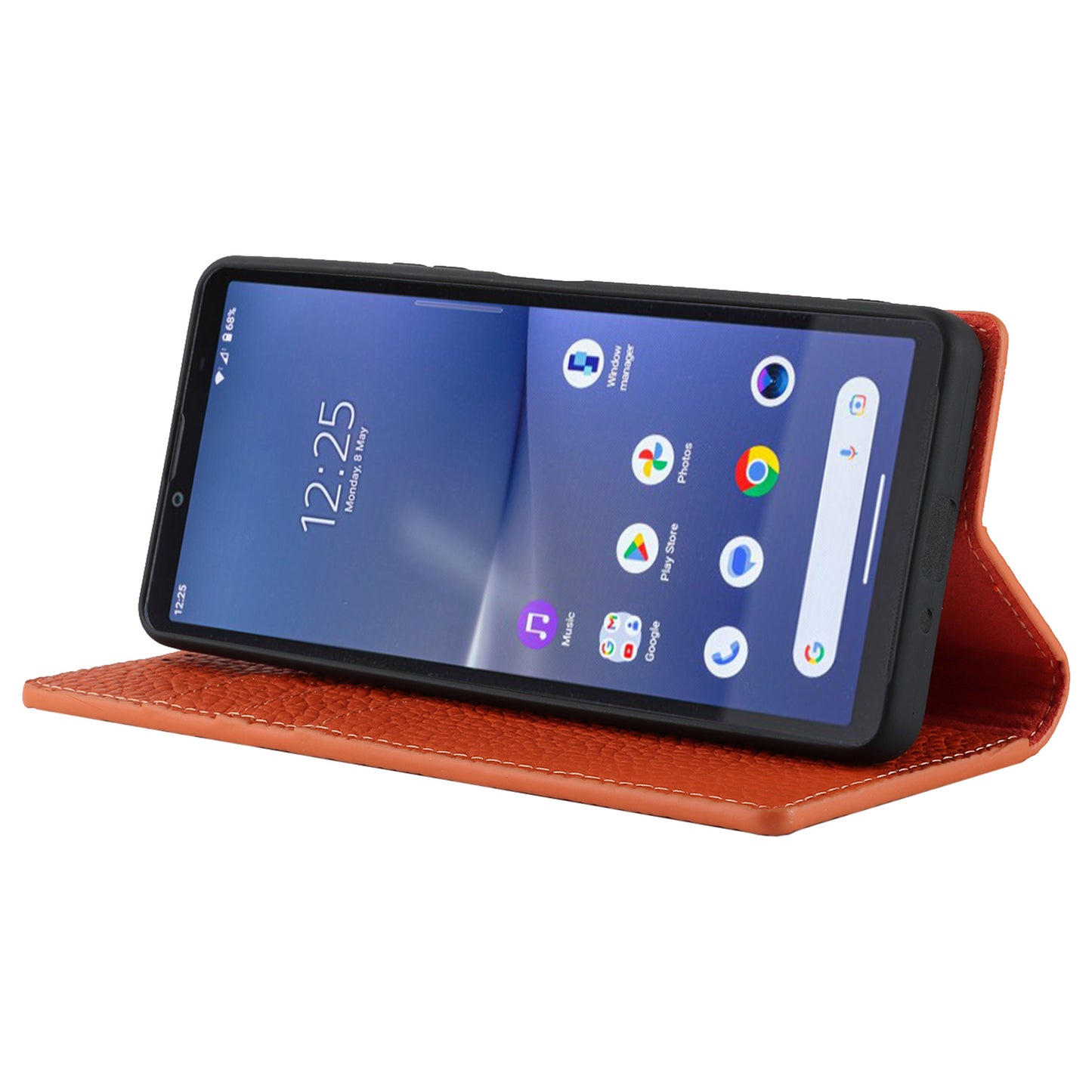 Flip Cover for Sony Xperia 10 V Litchi Texture Genuine Cow Leather Phone Case Stand Wallet with Strap