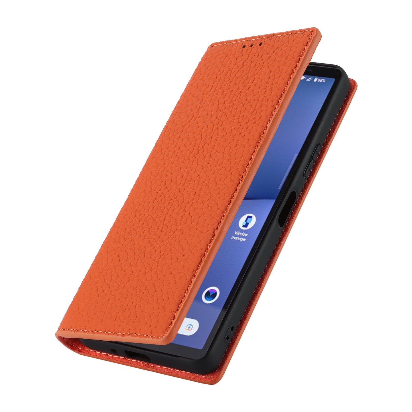 Flip Cover for Sony Xperia 10 V Litchi Texture Genuine Cow Leather Phone Case Stand Wallet with Strap