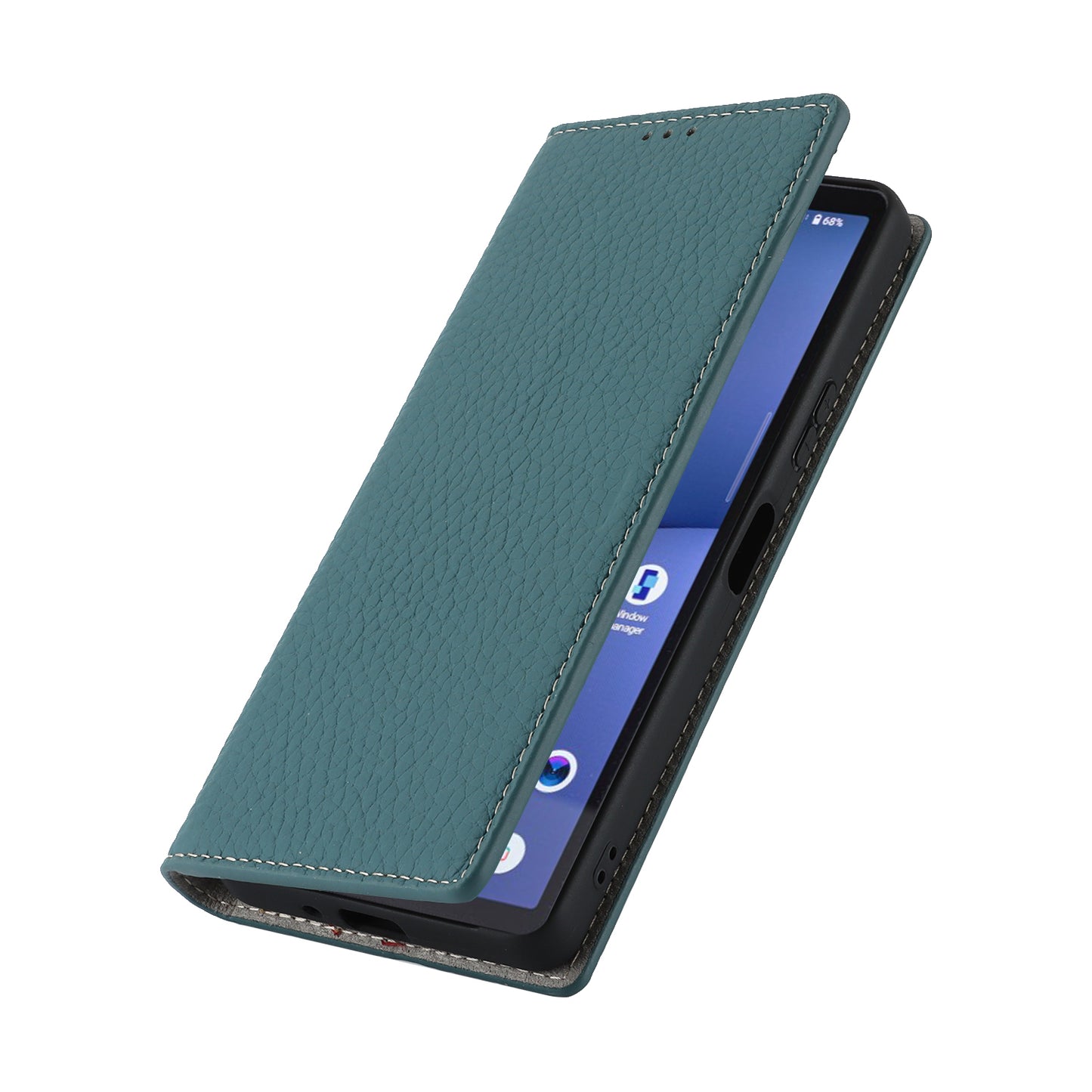 Flip Cover for Sony Xperia 10 V Litchi Texture Genuine Cow Leather Phone Case Stand Wallet with Strap