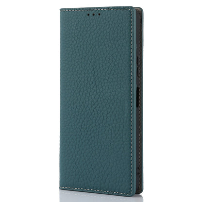 Flip Cover for Sony Xperia 10 V Litchi Texture Genuine Cow Leather Phone Case Stand Wallet with Strap