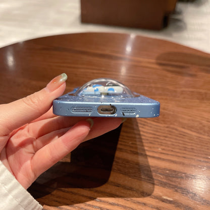 PC Cover for iPhone 12 Pro Max 3D Rotating Astronaut Convex Lens Anti-drop Phone Case with Lens Film