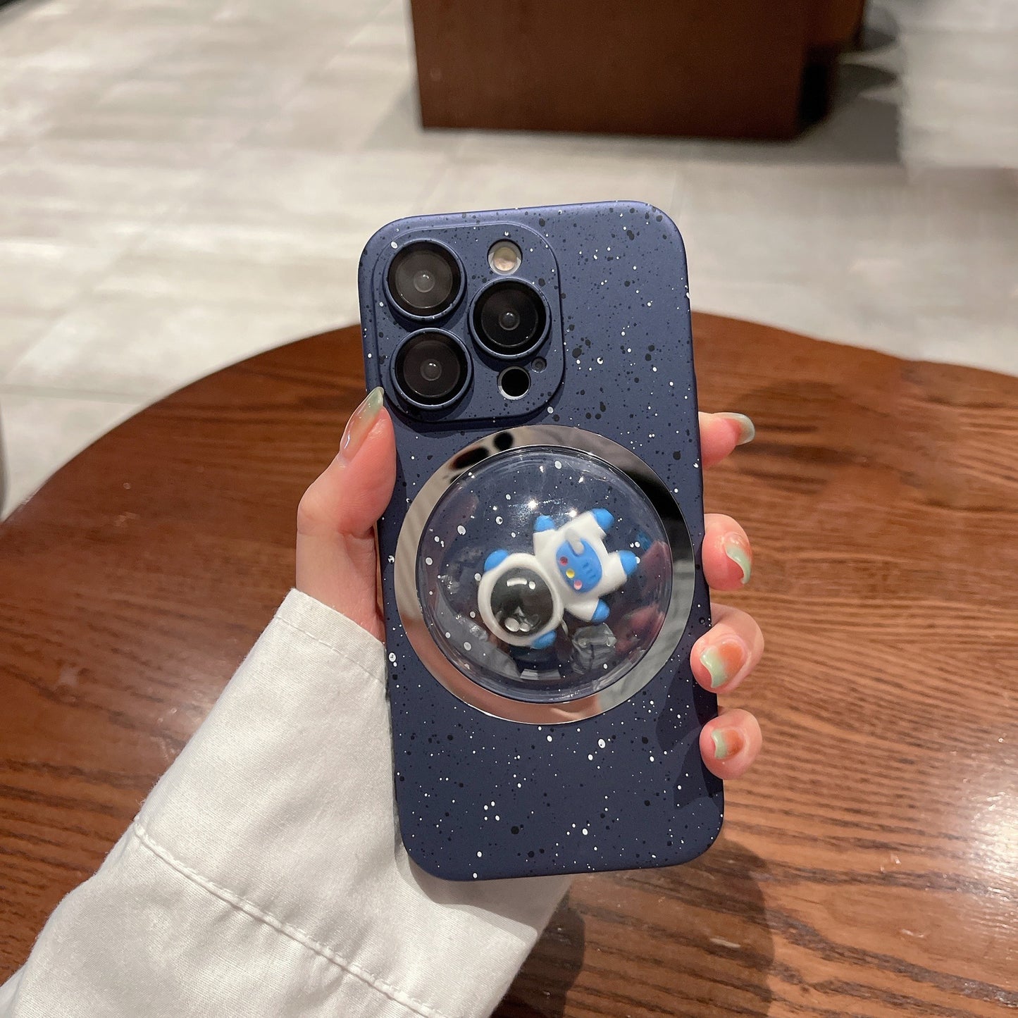 PC Cover for iPhone 12 Pro Max 3D Rotating Astronaut Convex Lens Anti-drop Phone Case with Lens Film