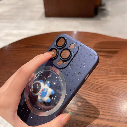 PC Cover for iPhone 12 Pro Max 3D Rotating Astronaut Convex Lens Anti-drop Phone Case with Lens Film