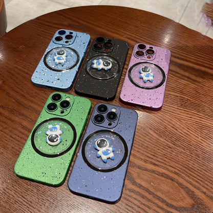 PC Cover for iPhone 12 Pro Max 3D Rotating Astronaut Convex Lens Anti-drop Phone Case with Lens Film