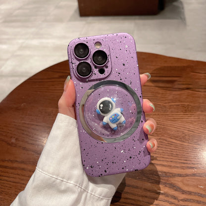 PC Cover for iPhone 12 Pro Max 3D Rotating Astronaut Convex Lens Anti-drop Phone Case with Lens Film