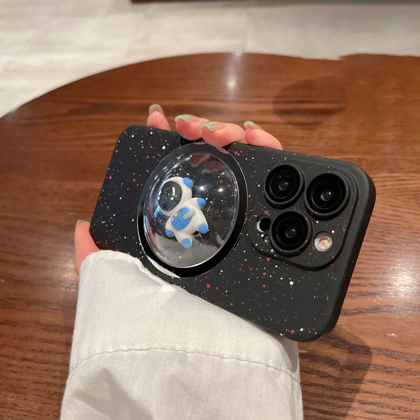 PC Cover for iPhone 12 Pro Max 3D Rotating Astronaut Convex Lens Anti-drop Phone Case with Lens Film