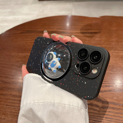 PC Cover for iPhone 12 Pro Max 3D Rotating Astronaut Convex Lens Anti-drop Phone Case with Lens Film