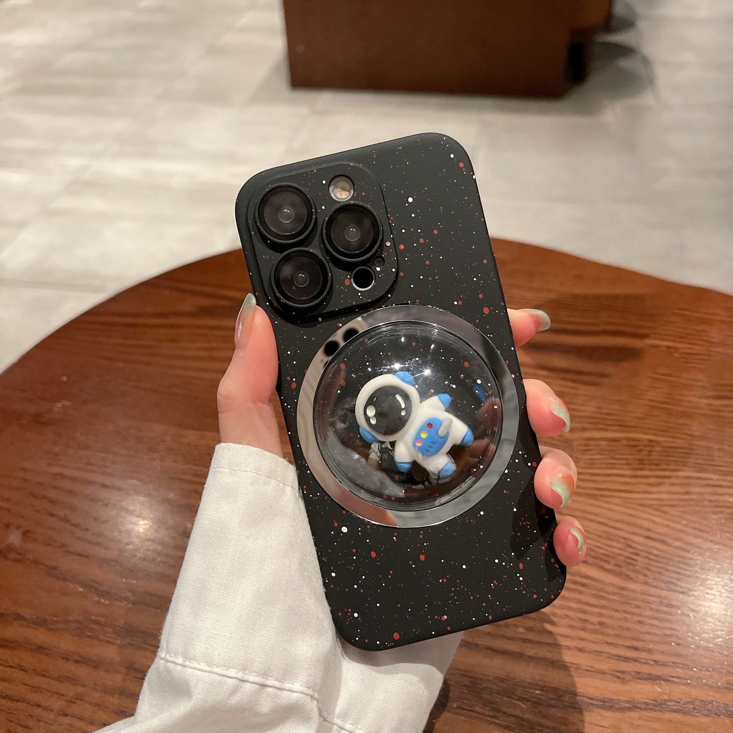 PC Cover for iPhone 12 Pro Max 3D Rotating Astronaut Convex Lens Anti-drop Phone Case with Lens Film