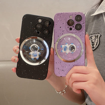 PC Cover for iPhone 12 Pro Max 3D Rotating Astronaut Convex Lens Anti-drop Phone Case with Lens Film