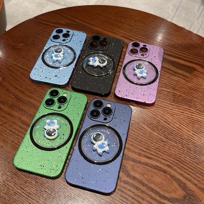 PC Cover for iPhone 12 Pro Max 3D Rotating Astronaut Convex Lens Anti-drop Phone Case with Lens Film