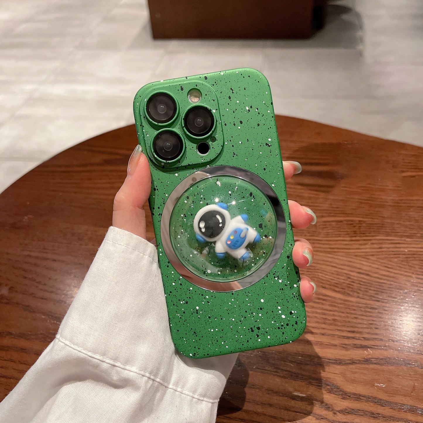 PC Cover for iPhone 12 Pro Max 3D Rotating Astronaut Convex Lens Anti-drop Phone Case with Lens Film