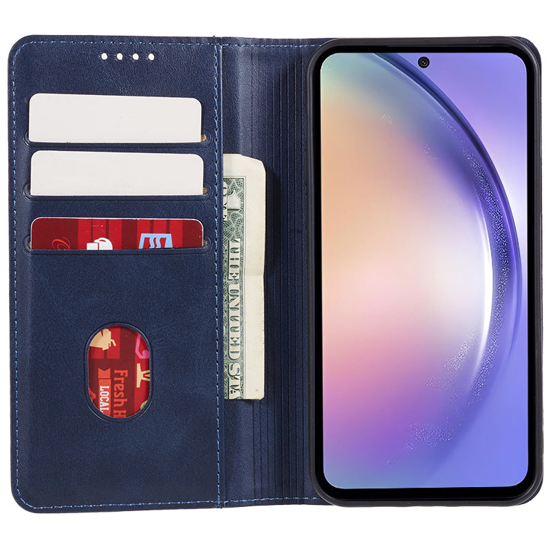 For Samsung Galaxy A54 5G Anti-Scratch PU Leather Stand Case Calf Texture Wallet Anti-drop Phone Cover