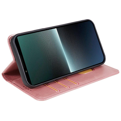 For Sony Xperia 1 V Calf Texture PU Leather Case Wallet Slim-Fit Business Style Phone Stand Cover