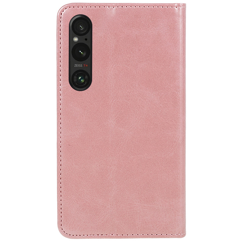 For Sony Xperia 1 V Calf Texture PU Leather Case Wallet Slim-Fit Business Style Phone Stand Cover