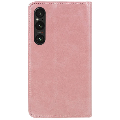 For Sony Xperia 1 V Calf Texture PU Leather Case Wallet Slim-Fit Business Style Phone Stand Cover