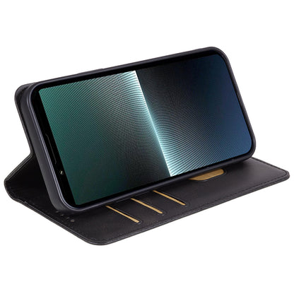 Anti-Scratch PU Leather Stand Case for Sony Xperia 10 V , Calf Texture Wallet Anti-drop Phone Cover