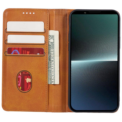 Anti-Scratch PU Leather Stand Case for Sony Xperia 10 V , Calf Texture Wallet Anti-drop Phone Cover