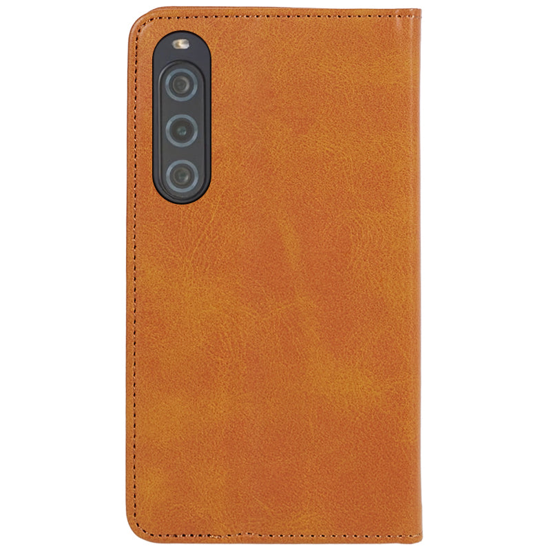 Anti-Scratch PU Leather Stand Case for Sony Xperia 10 V , Calf Texture Wallet Anti-drop Phone Cover