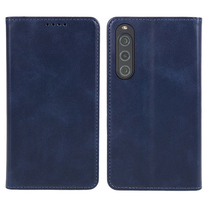 Anti-Scratch PU Leather Stand Case for Sony Xperia 10 V , Calf Texture Wallet Anti-drop Phone Cover