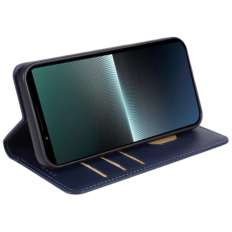 Anti-Scratch PU Leather Stand Case for Sony Xperia 10 V , Calf Texture Wallet Anti-drop Phone Cover