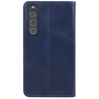 Anti-Scratch PU Leather Stand Case for Sony Xperia 10 V , Calf Texture Wallet Anti-drop Phone Cover