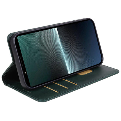 Anti-Scratch PU Leather Stand Case for Sony Xperia 10 V , Calf Texture Wallet Anti-drop Phone Cover