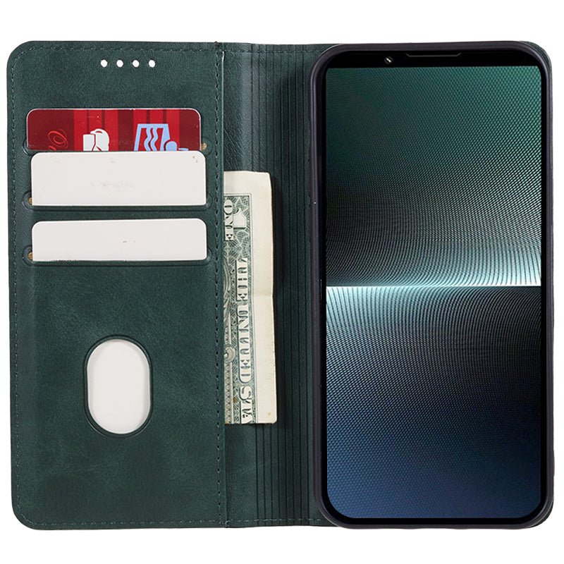 Anti-Scratch PU Leather Stand Case for Sony Xperia 10 V , Calf Texture Wallet Anti-drop Phone Cover