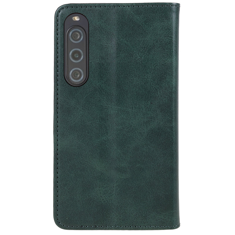 Anti-Scratch PU Leather Stand Case for Sony Xperia 10 V , Calf Texture Wallet Anti-drop Phone Cover