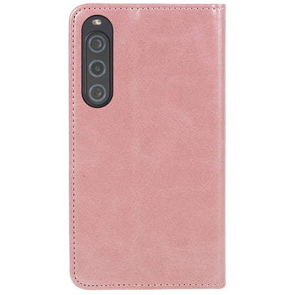 Anti-Scratch PU Leather Stand Case for Sony Xperia 10 V , Calf Texture Wallet Anti-drop Phone Cover