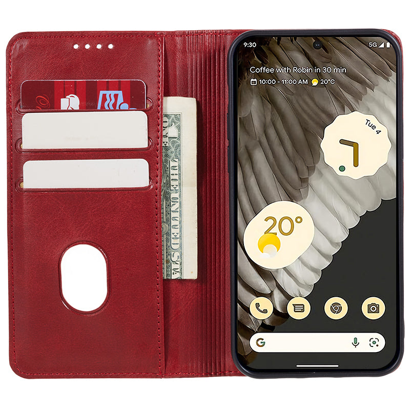 For Google Pixel 8 Anti-drop Phone Cover Anti-Scratch PU Leather Stand Calf Texture Case Wallet