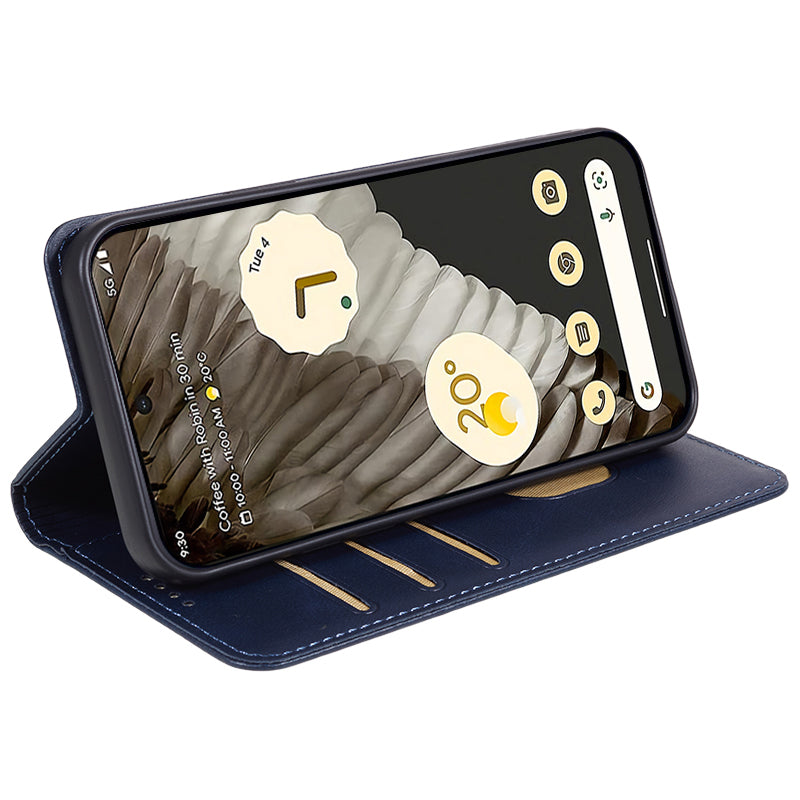 For Google Pixel 8 Anti-drop Phone Cover Anti-Scratch PU Leather Stand Calf Texture Case Wallet