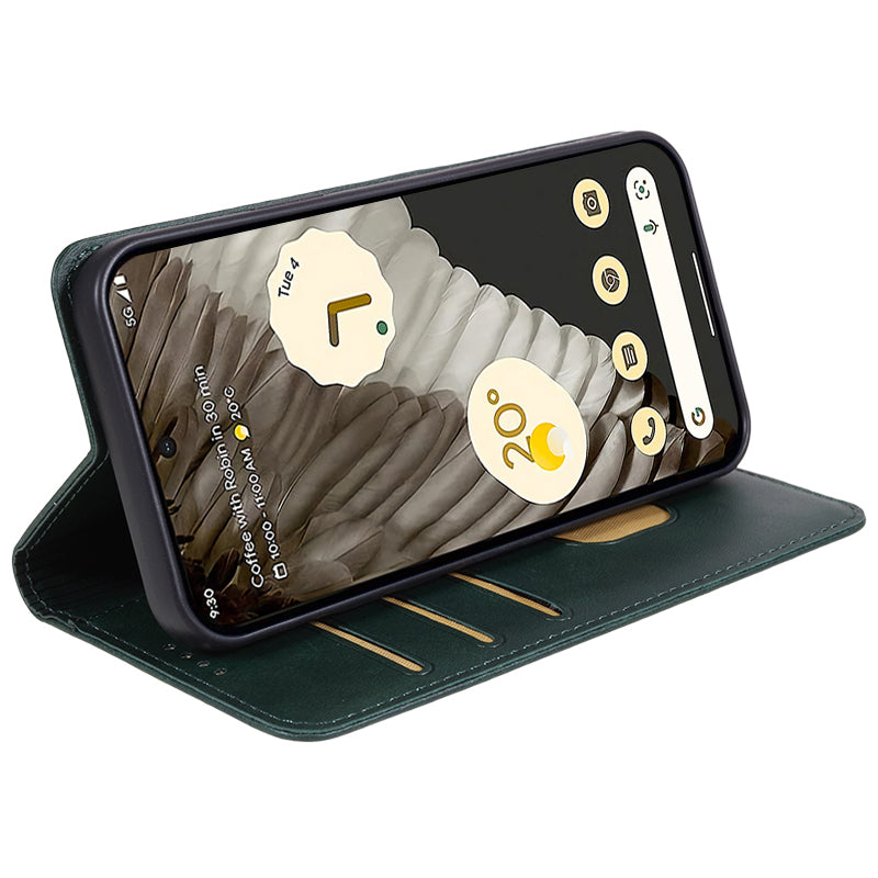 For Google Pixel 8 Anti-drop Phone Cover Anti-Scratch PU Leather Stand Calf Texture Case Wallet