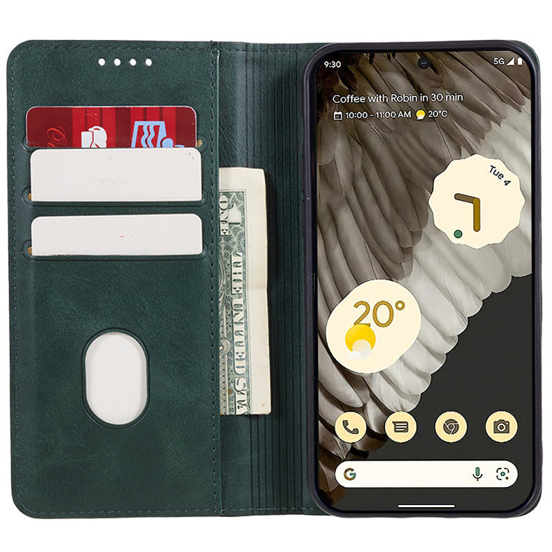 For Google Pixel 8 Anti-drop Phone Cover Anti-Scratch PU Leather Stand Calf Texture Case Wallet