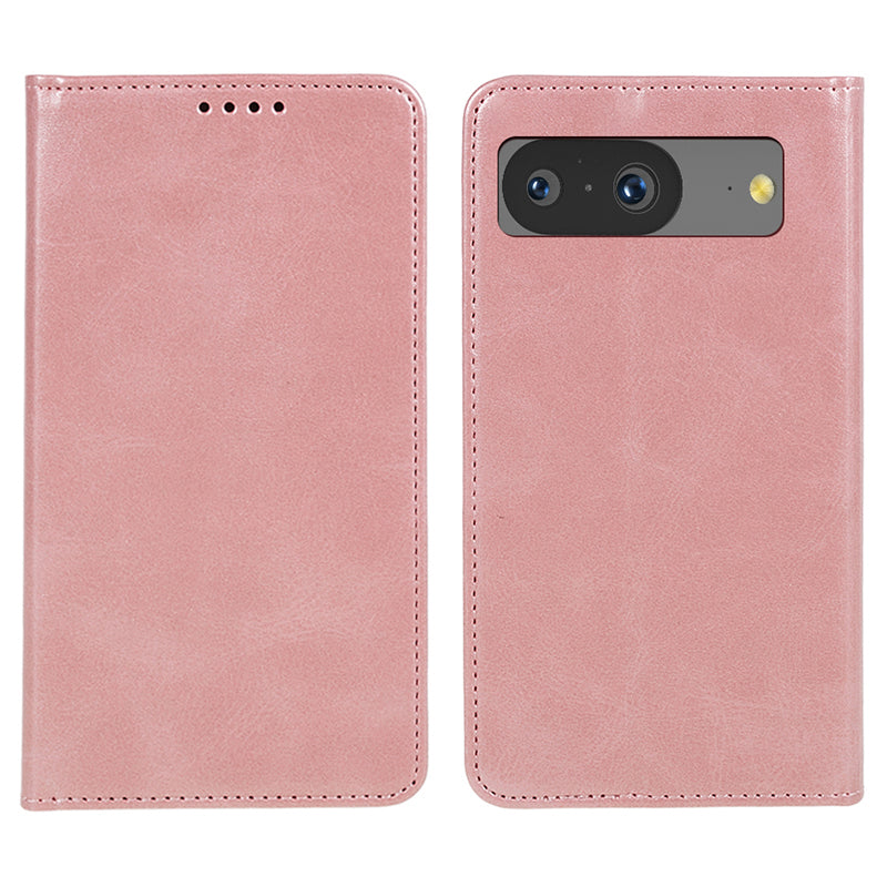 For Google Pixel 8 Anti-drop Phone Cover Anti-Scratch PU Leather Stand Calf Texture Case Wallet