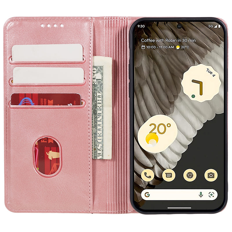 For Google Pixel 8 Anti-drop Phone Cover Anti-Scratch PU Leather Stand Calf Texture Case Wallet
