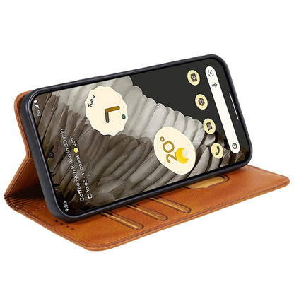 For Google Pixel 8 Pro Strong Magnetic Phone Case PU Leather Stand Case Calf Texture Wallet Cover