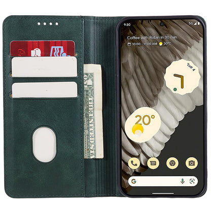 For Google Pixel 8 Pro Strong Magnetic Phone Case PU Leather Stand Case Calf Texture Wallet Cover