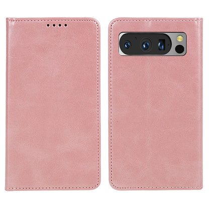 For Google Pixel 8 Pro Strong Magnetic Phone Case PU Leather Stand Case Calf Texture Wallet Cover