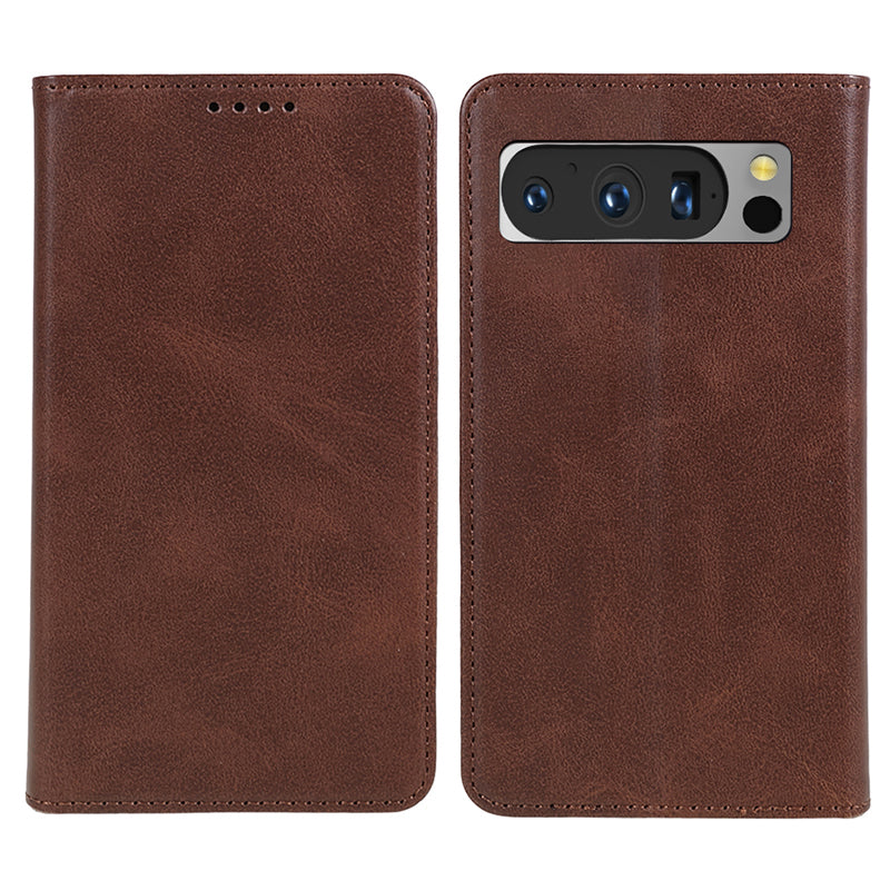 For Google Pixel 8 Pro Strong Magnetic Phone Case PU Leather Stand Case Calf Texture Wallet Cover