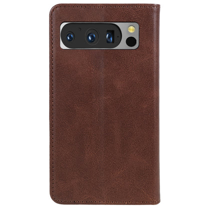 For Google Pixel 8 Pro Strong Magnetic Phone Case PU Leather Stand Case Calf Texture Wallet Cover
