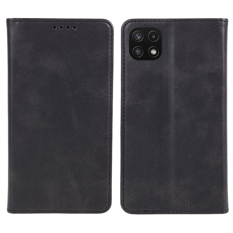 For Samsung Galaxy A22 5G (EU Version) TPU+PU Leather Case Calf Texture Wallet Anti-drop Phone Stand Cover