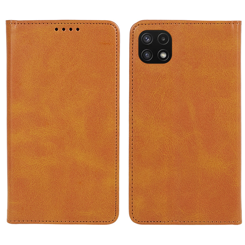 For Samsung Galaxy A22 5G (EU Version) TPU+PU Leather Case Calf Texture Wallet Anti-drop Phone Stand Cover