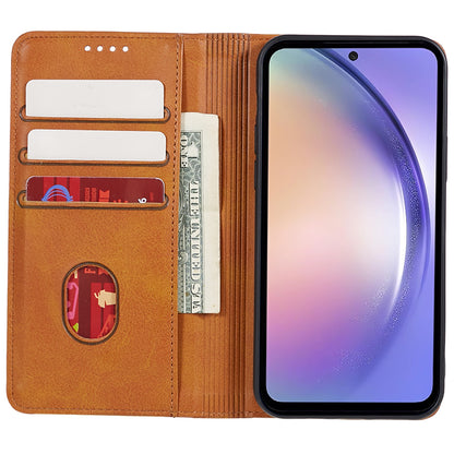 For Samsung Galaxy A22 5G (EU Version) TPU+PU Leather Case Calf Texture Wallet Anti-drop Phone Stand Cover