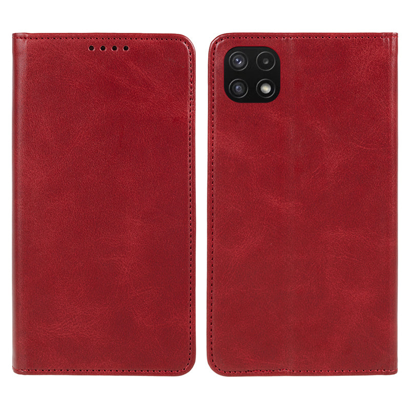 For Samsung Galaxy A22 5G (EU Version) TPU+PU Leather Case Calf Texture Wallet Anti-drop Phone Stand Cover